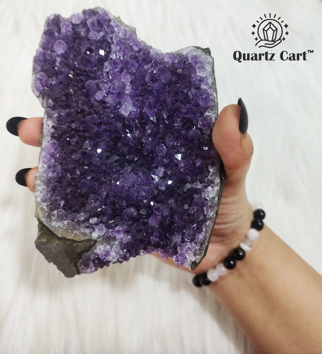 Natural Amethyst standing crystal cluster large healing stone #4