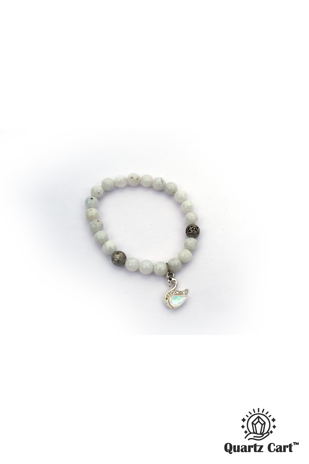 Rainbow Moonstone Bracelet with Duck Charm