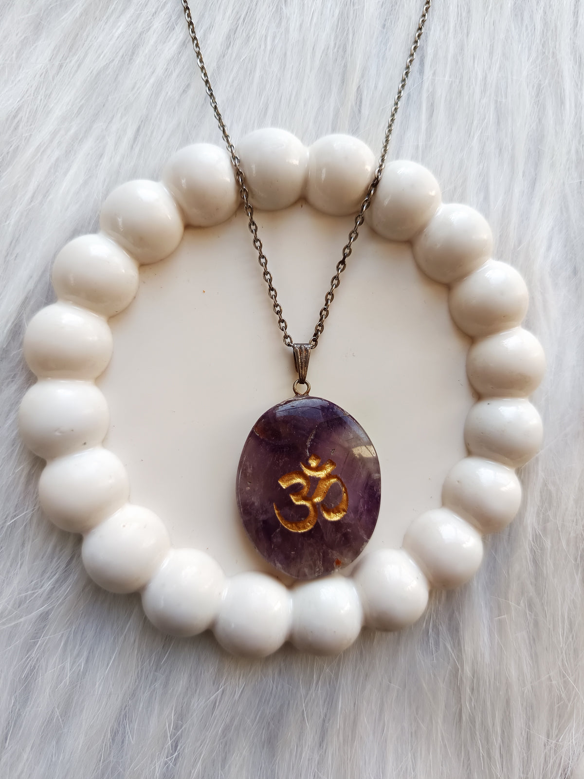 Amethyst Om Pendant