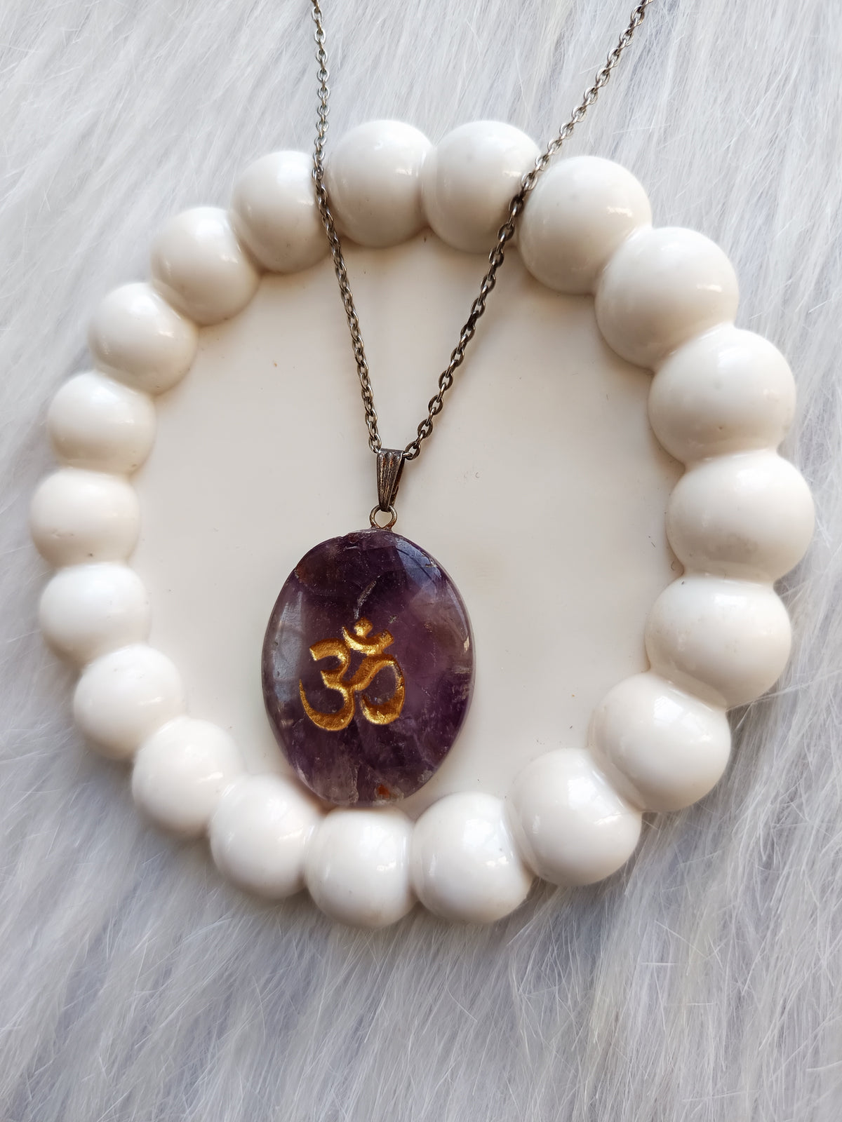 Amethyst Om Pendant