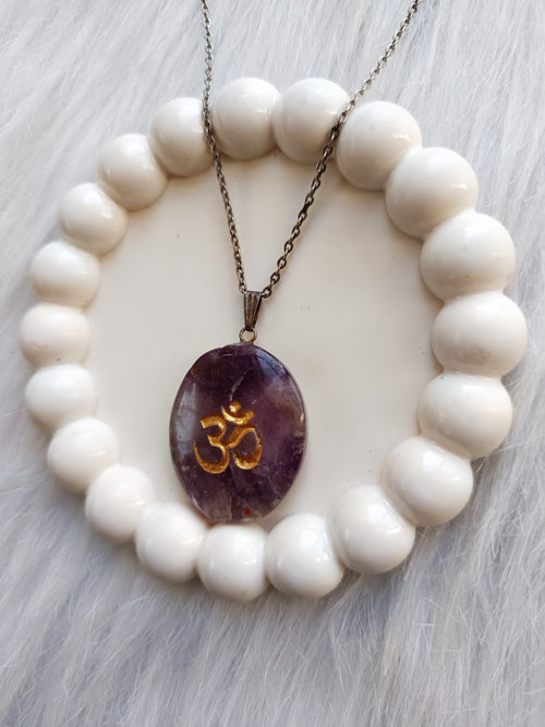 Amethyst Om Pendant