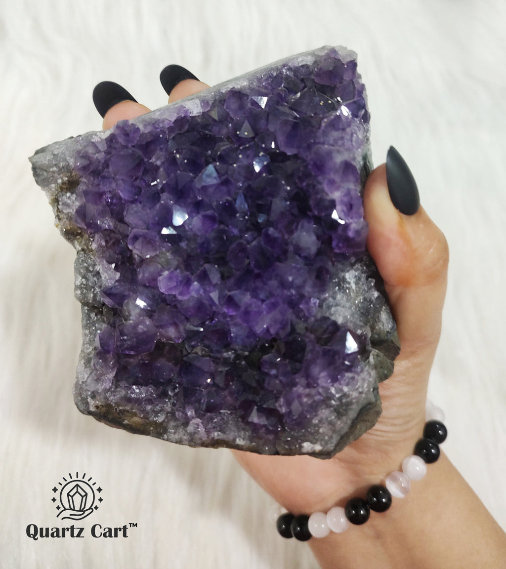 Natural Amethyst standing crystal cluster large healing stone #1