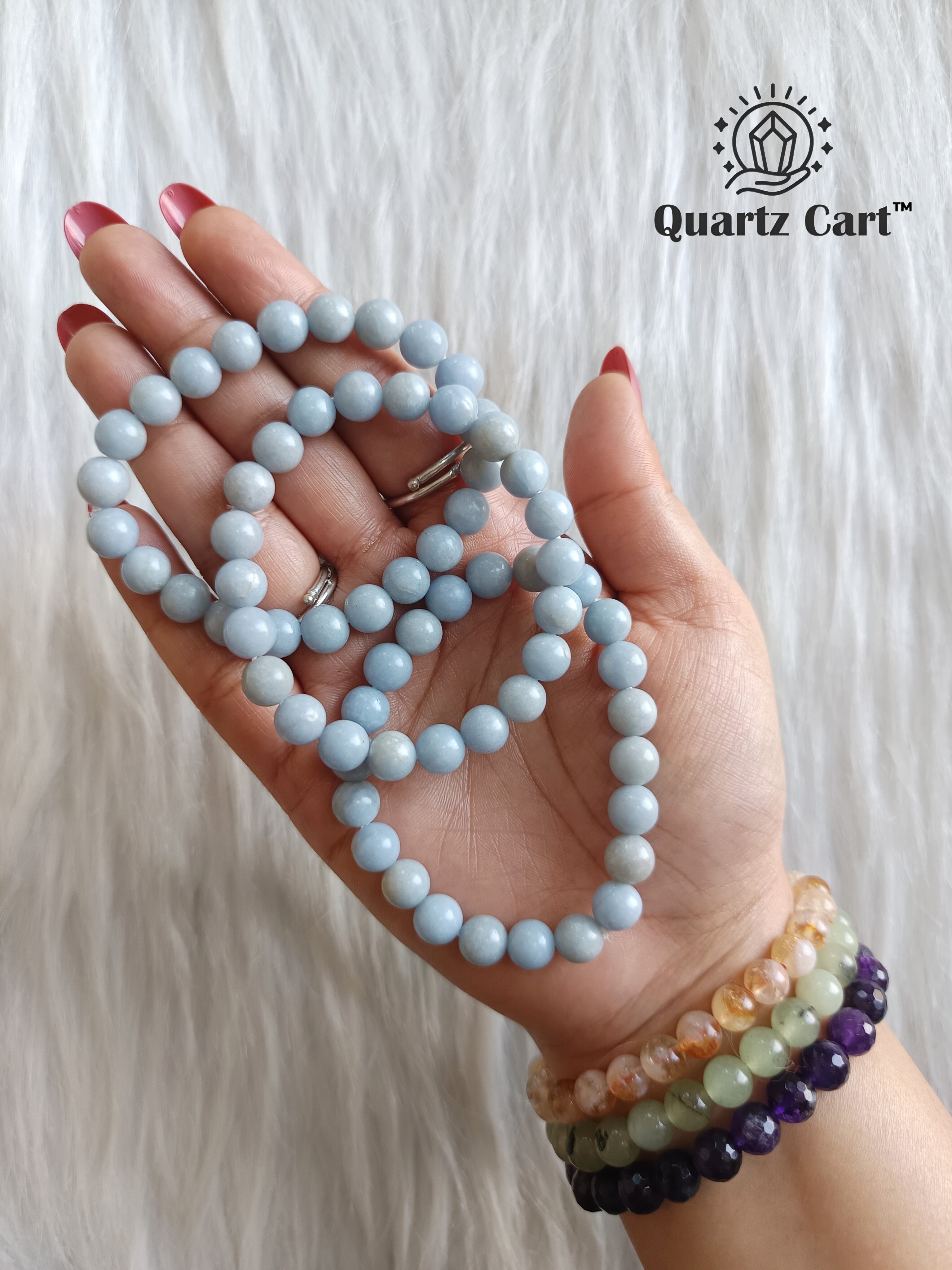 Angelite Bracelet for Calm, Peace & Spiritual Healing