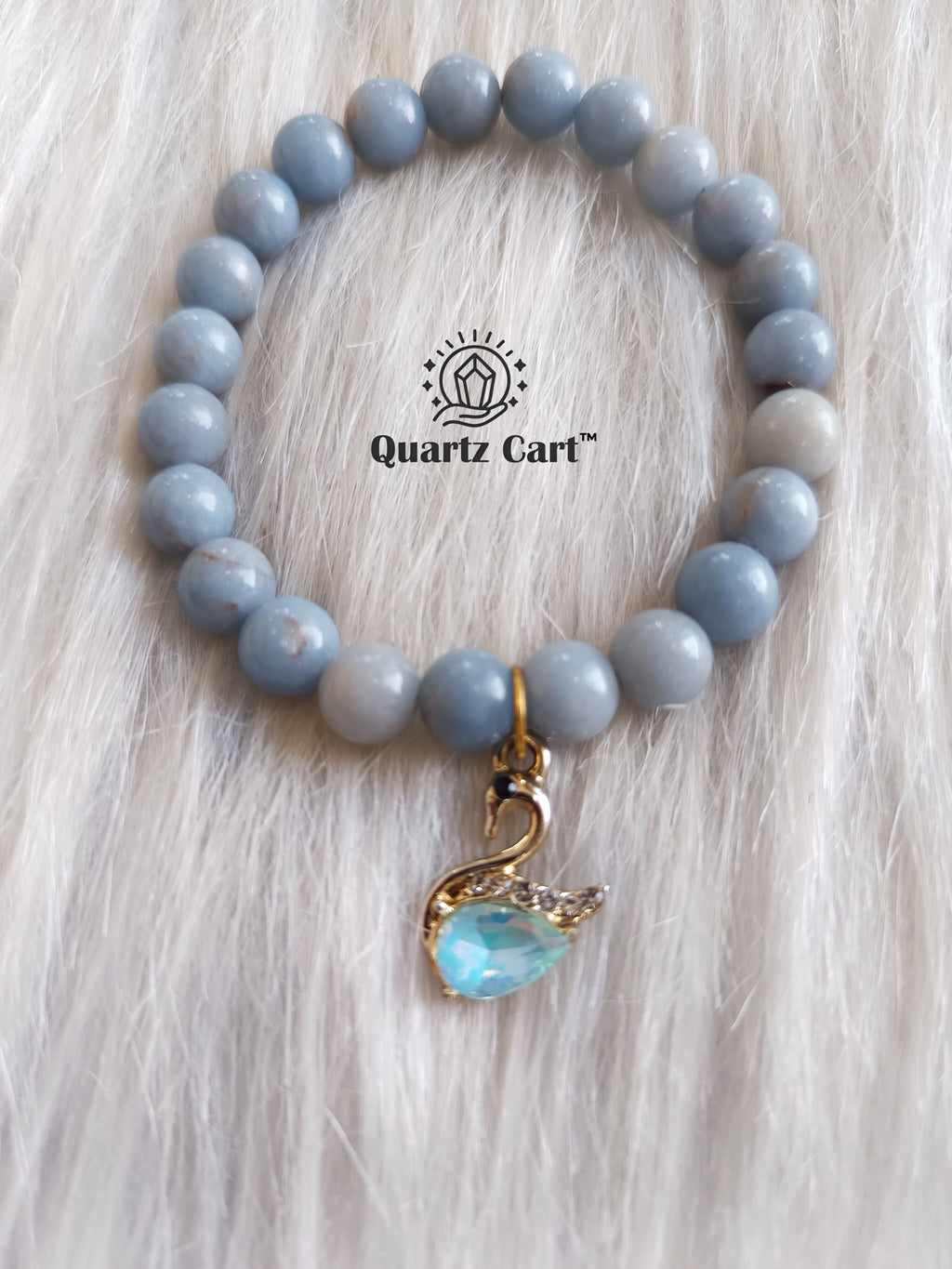 natural angelite charms bracelet with blue beads for stress relief and inner peace