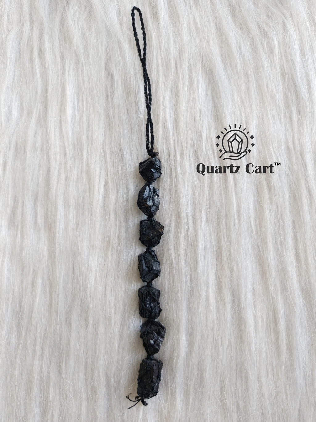 black stone bead decorative hanging with vertical bead design