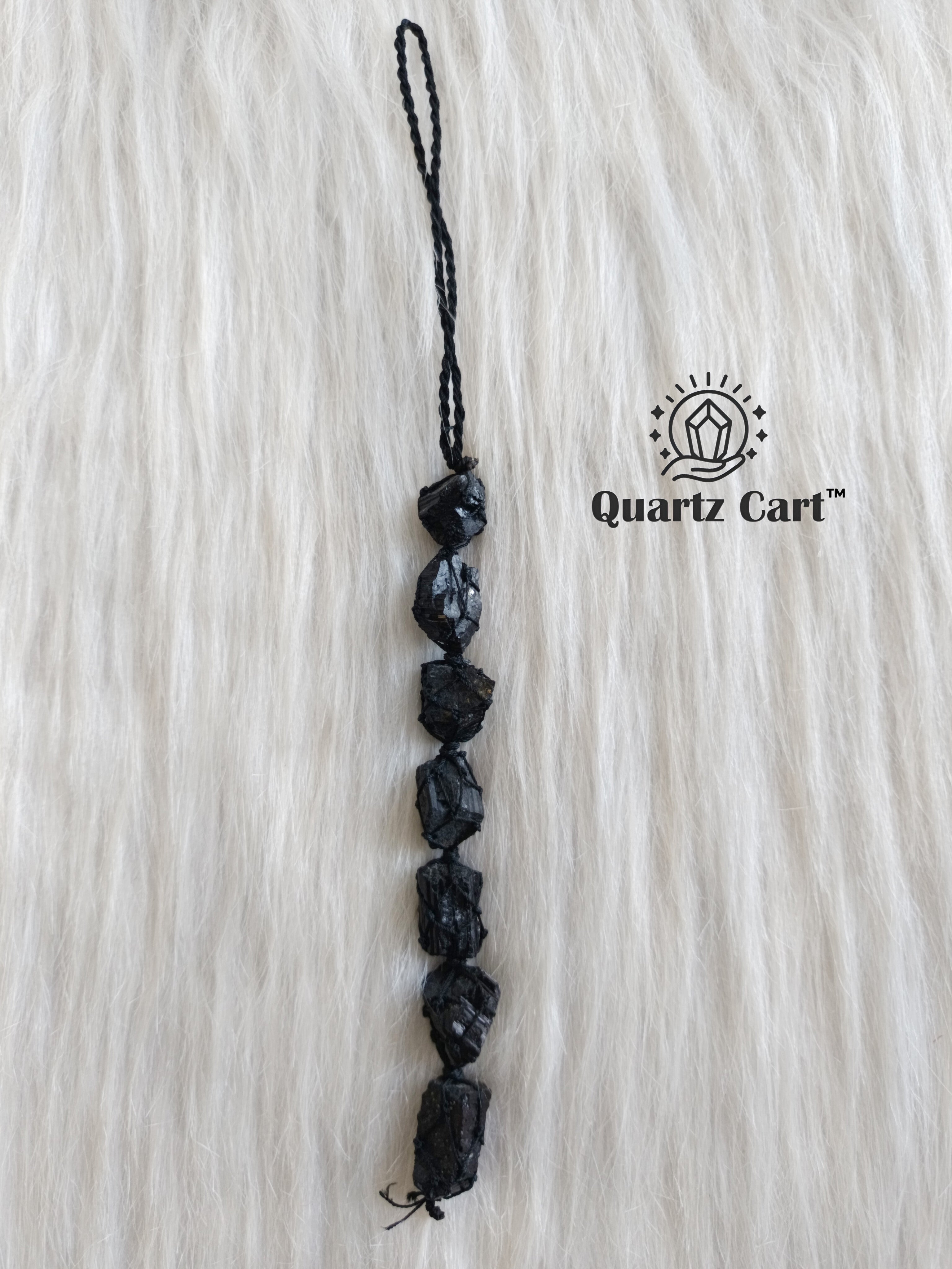 black stone bead decorative hanging with vertical bead design