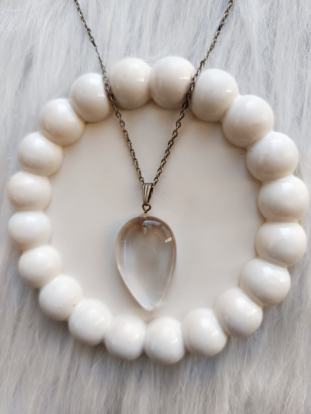 CLEAR QUARTZ DROP SHAPE PENDANT