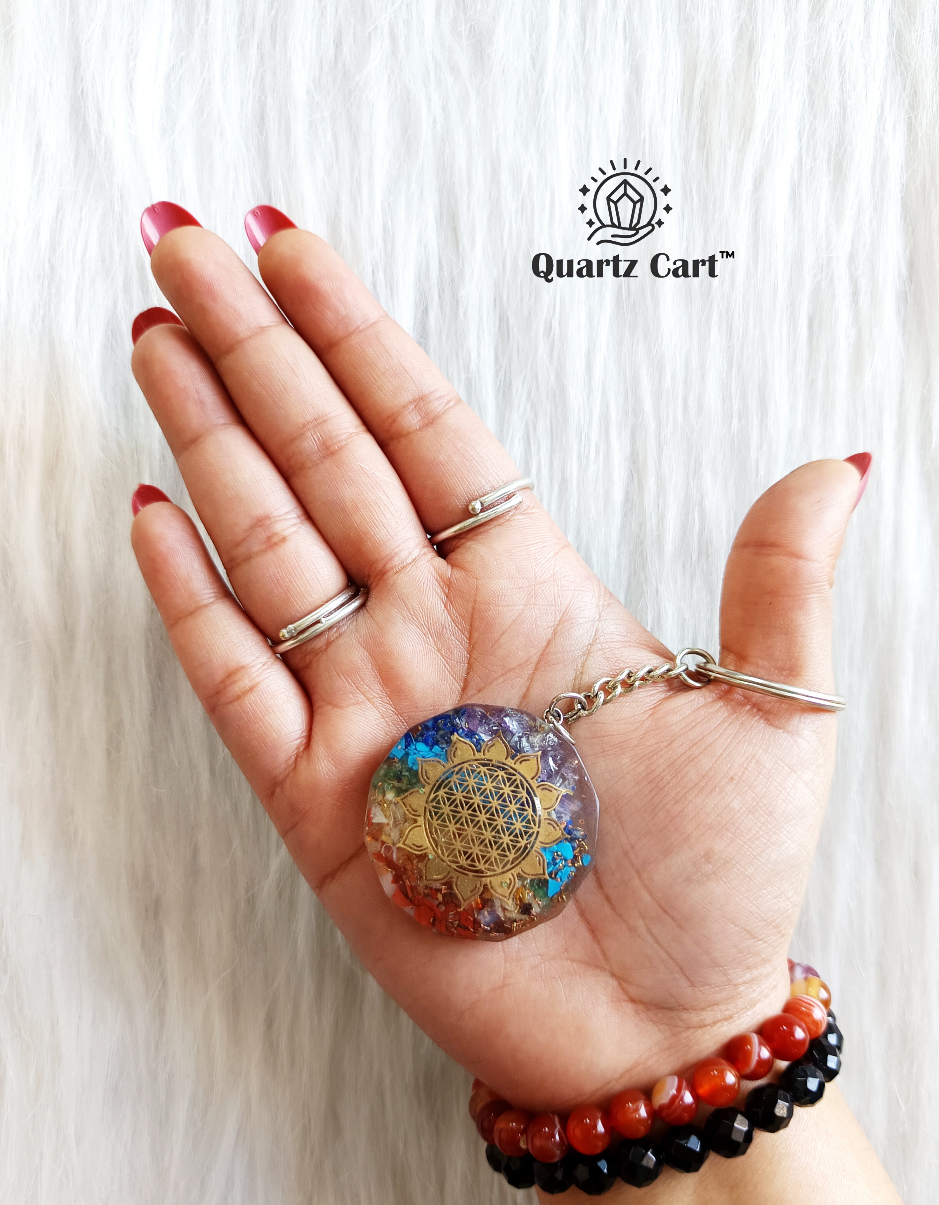 colorful chakra orgone keychain healing crystal accessory