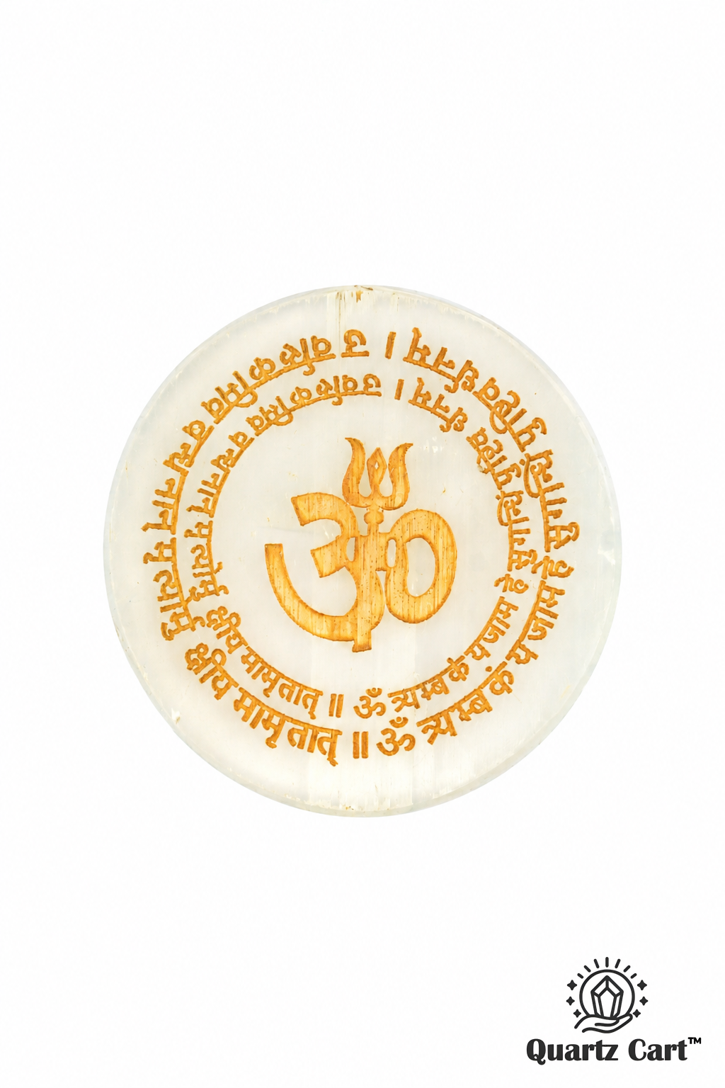 Selenite Charging Plate with Om & Shiv Mantra
