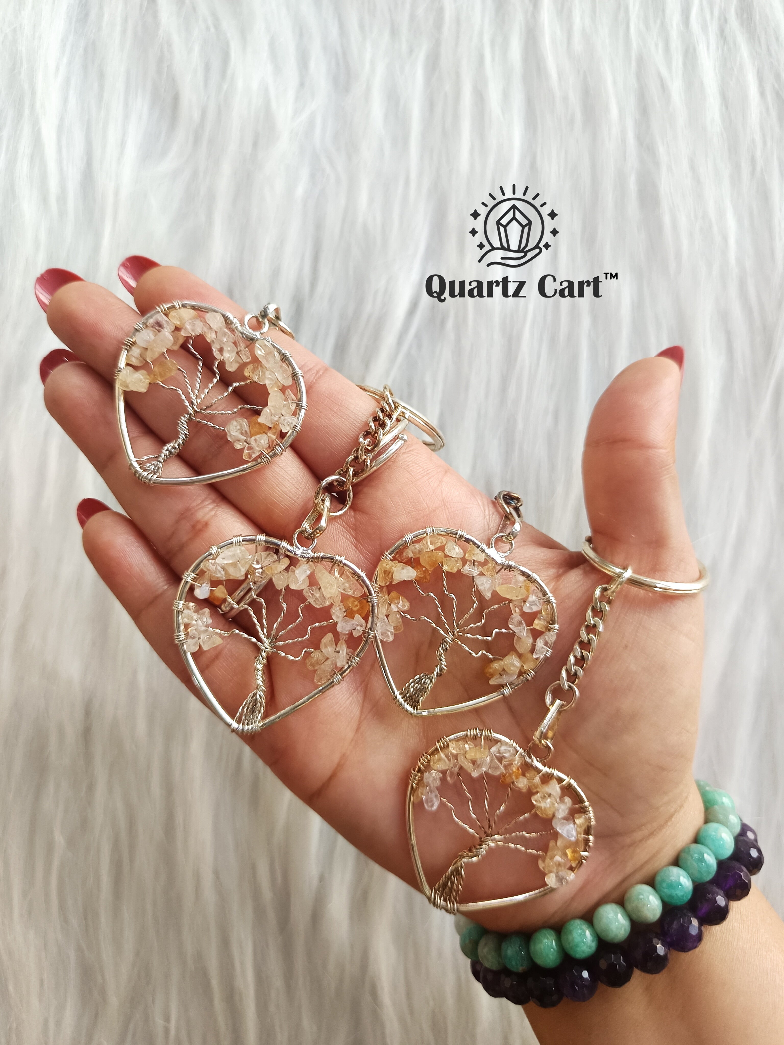 citrine heart crystal keychain spiritual energy accessory