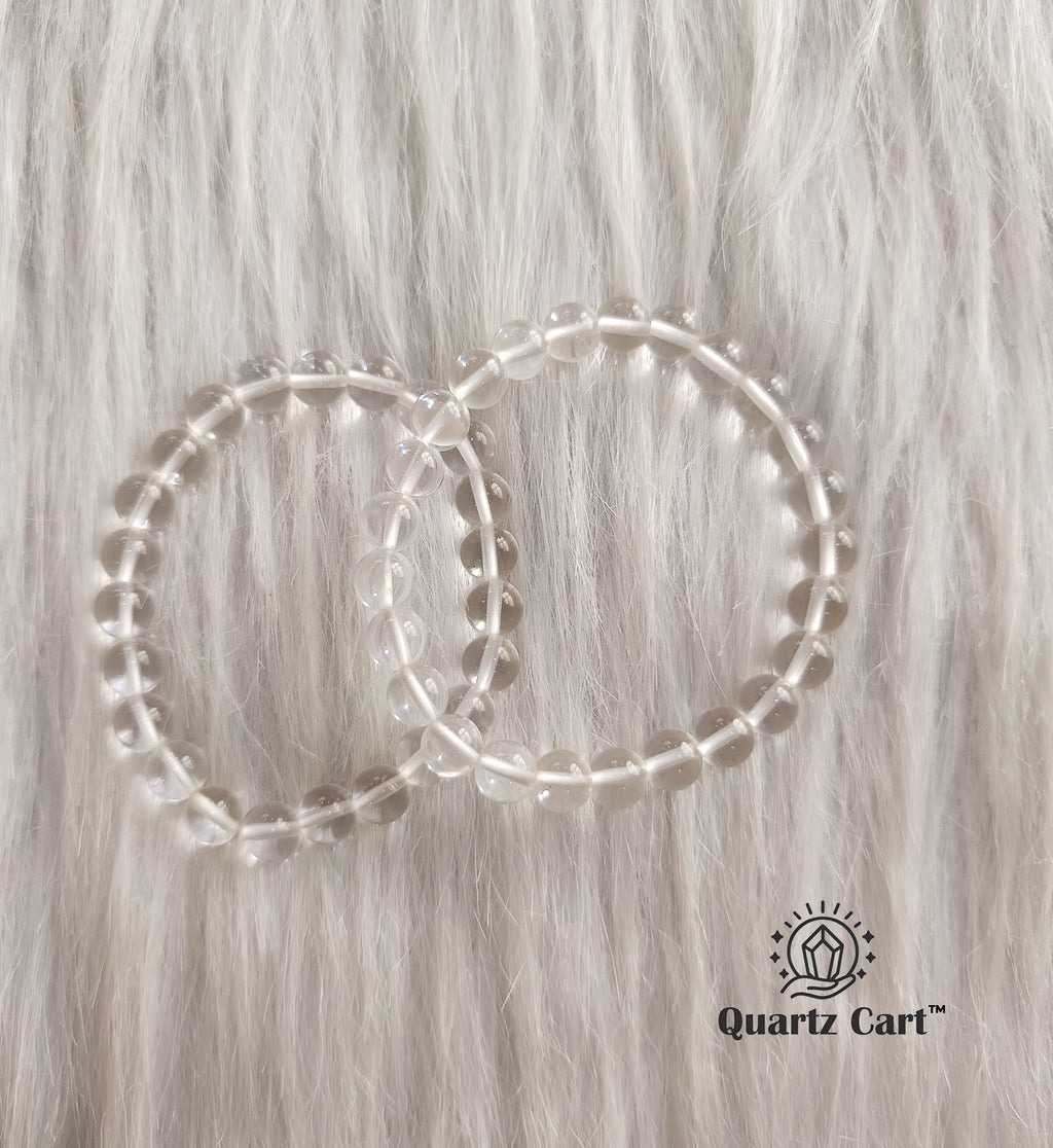 Natural Clear Quartz healing crystal bracelets for energy amplification clarity and spiritual balance