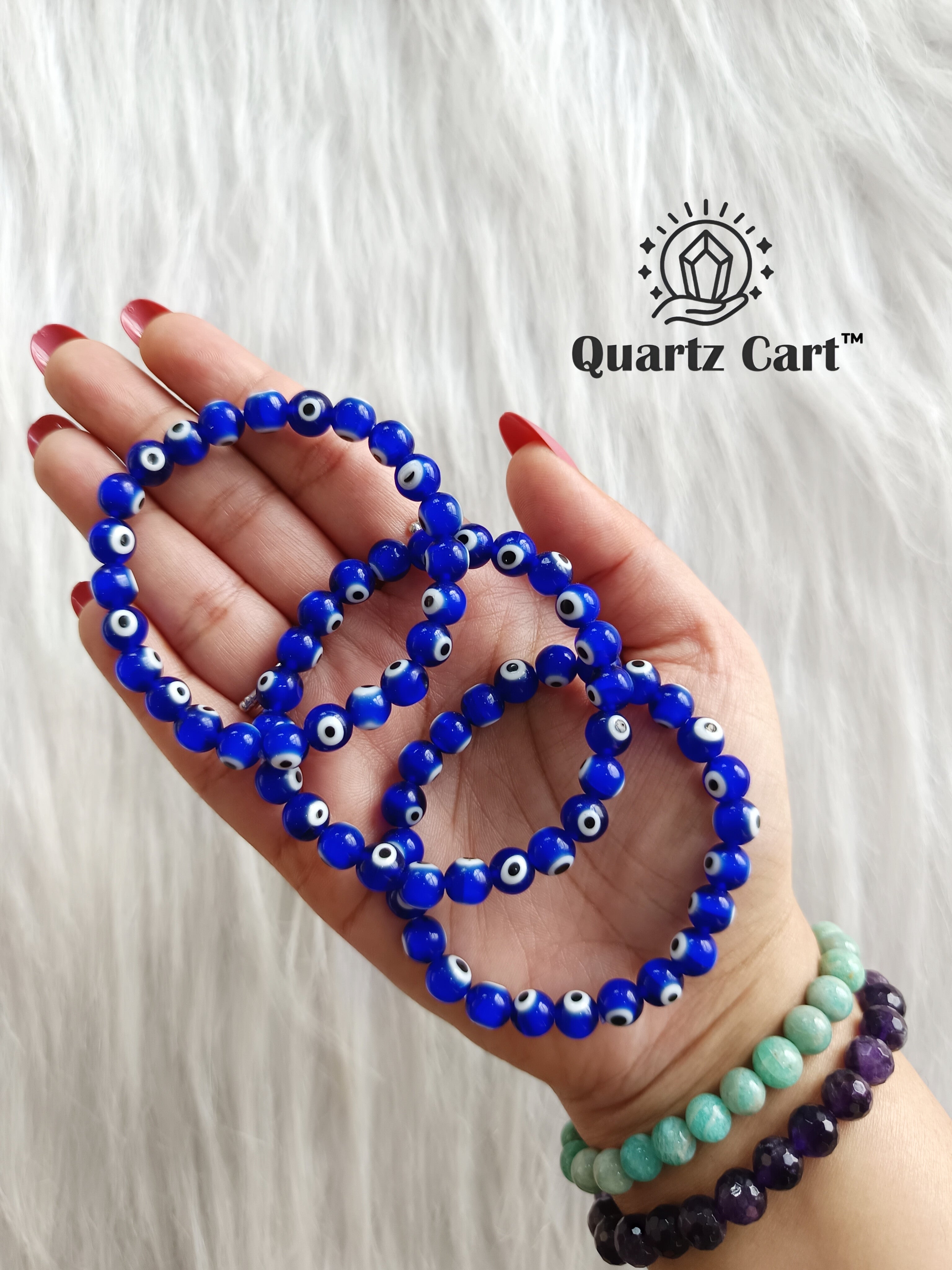 Evil Eye Protection Bracelet (8MM) – Blue Beads for Protection & Positive Energy