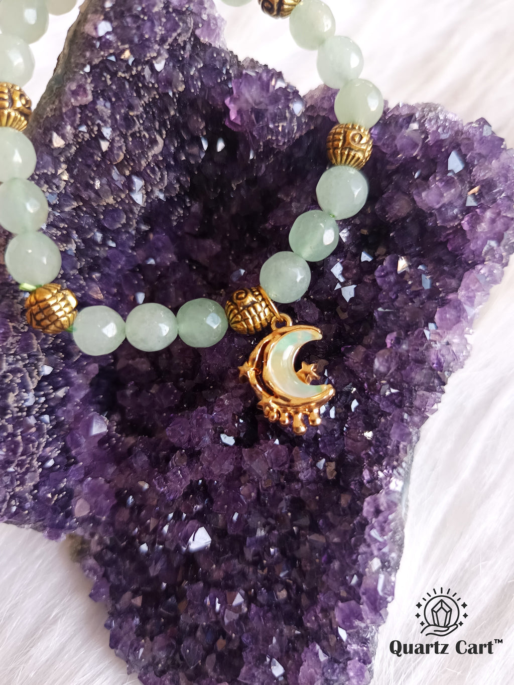 Green Aventurine Charm Bracelet with natural gemstone beads for prosperity and emotional balance