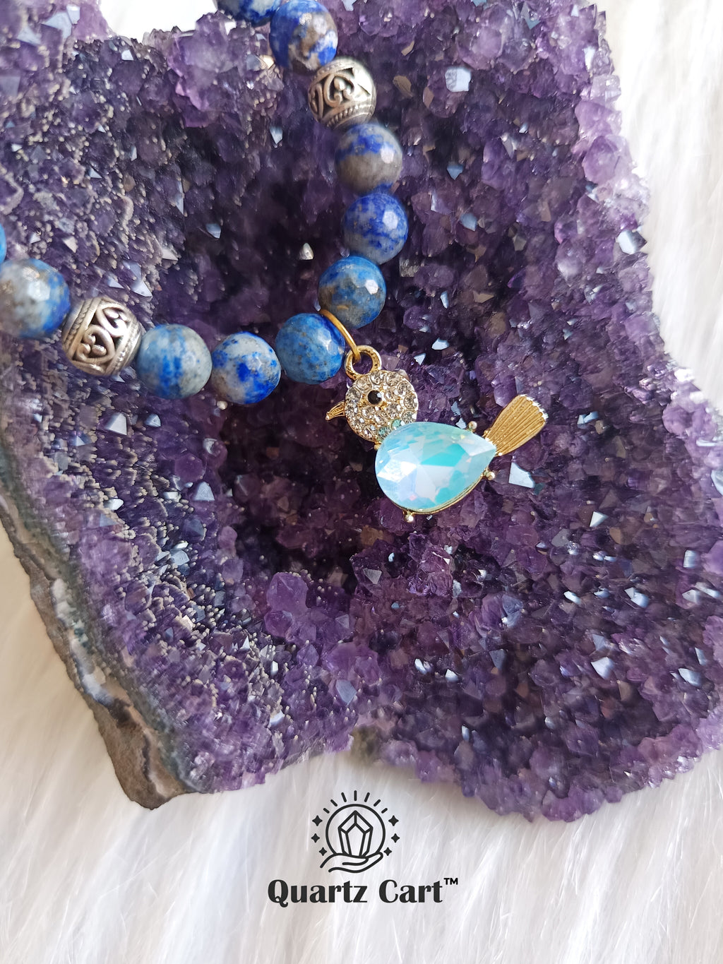 Lapis lazuli faceted charms bracelet with blue gemstone beads and charm, crystal bracelet for communication, intuition and spiritual awareness