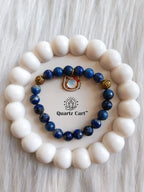 Lapis Lazuli charms kids bracelet with blue gemstone beads for confidence learning and positive energy