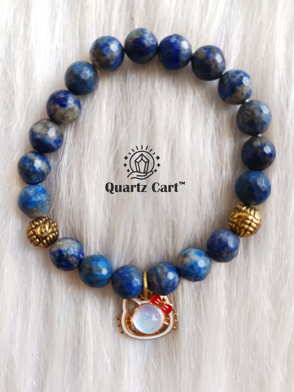 Lapis Lazuli gemstone kids bracelet with charm for focus communication and positive energy