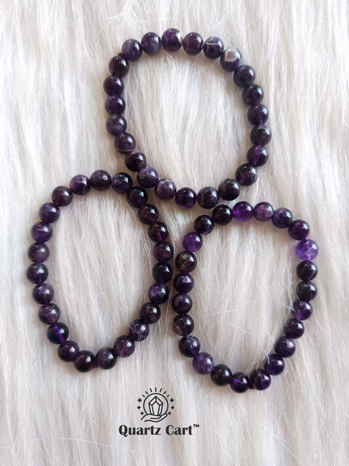 Natural Amethyst round gemstone bracelets for stress relief spiritual protection and positive energy