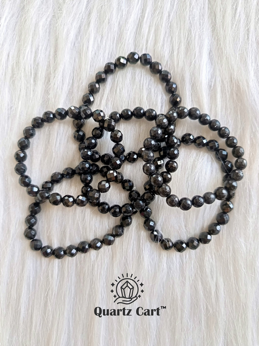 Natural Black Tourmaline faceted gemstone bracelets for protection from negative energy grounding and balance