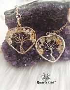 citrine healing crystal heart keychain for prosperity