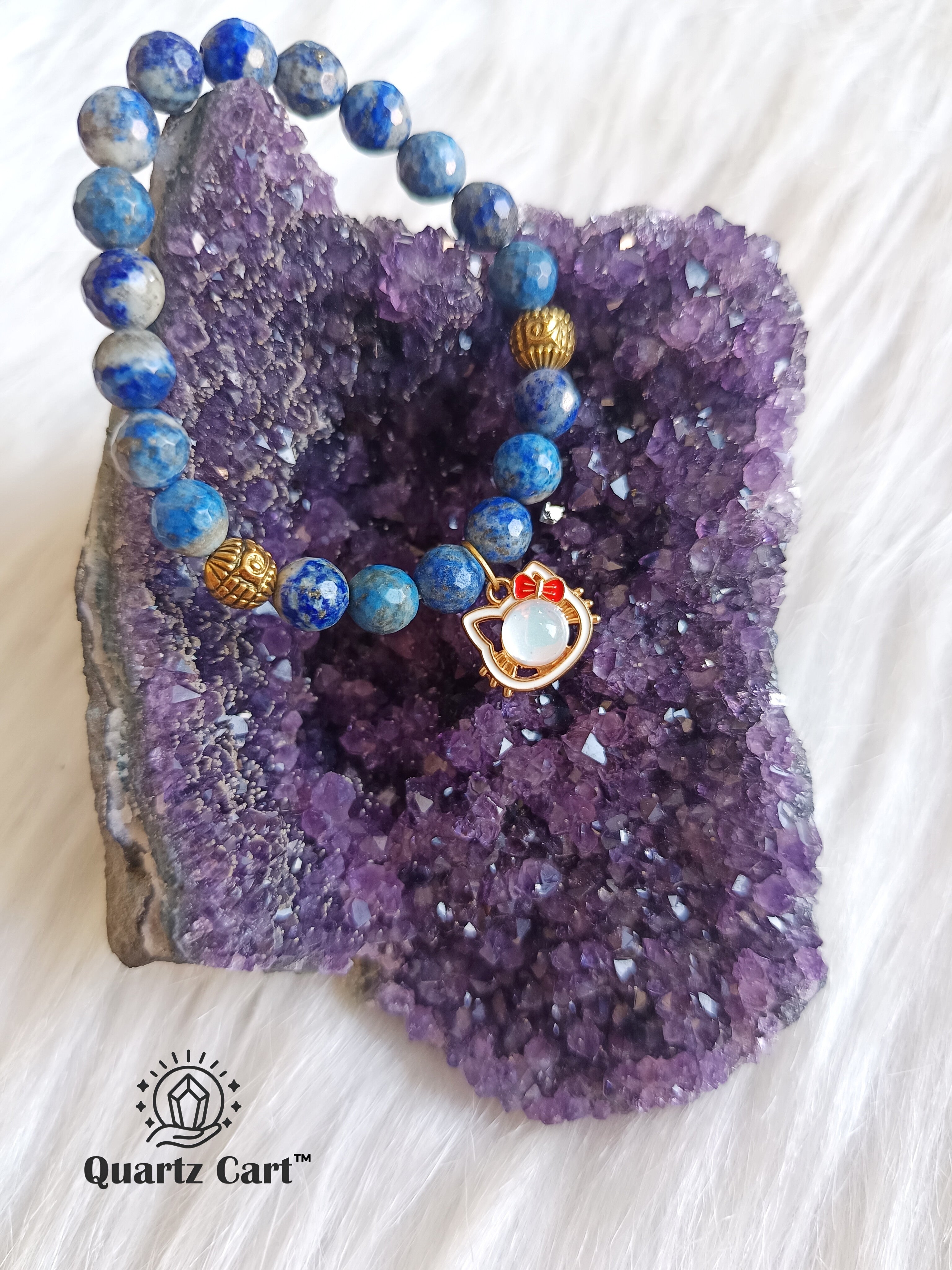 Natural Lapis Lazuli gemstone charms kids bracelet for confidence emotional balance and clarity