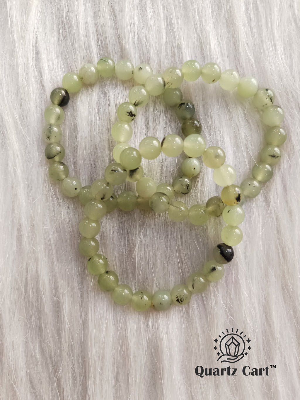 Natural Prehnite gemstone bracelets with green beads for emotional healing intuition and inner peace