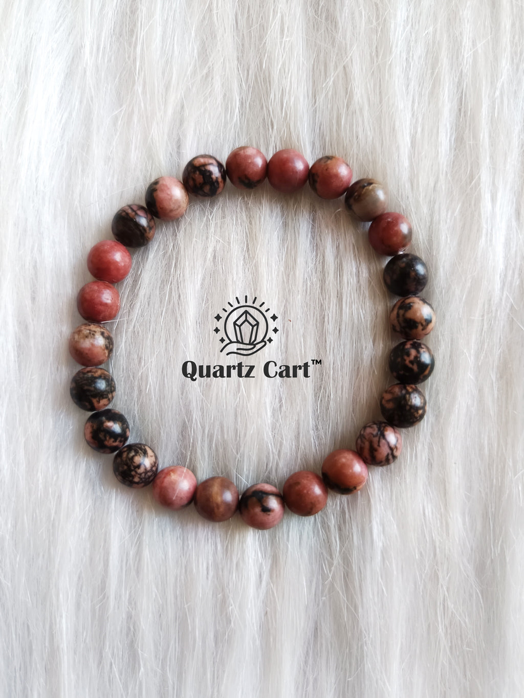 Natural rhodonite gemstone bracelet for love emotional balance and positive energy display