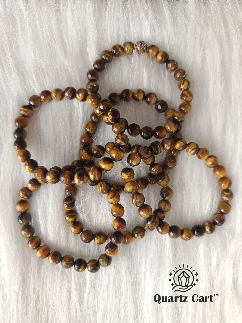 Natural Tiger Eye faceted gemstone bracelets with golden brown beads for courage confidence and protection