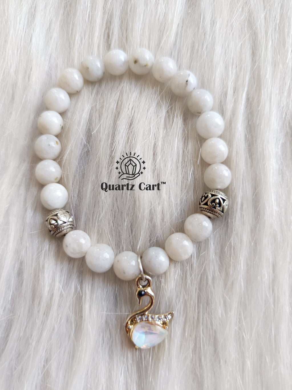 Rainbow Moonstone Charms Bracelet for Intuition, Balance and Emotional Healing