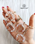 rose quartz heart tree of life crystal keychains love stone
