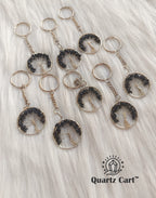 black tourmaline round tree of life keychain spiritual protection