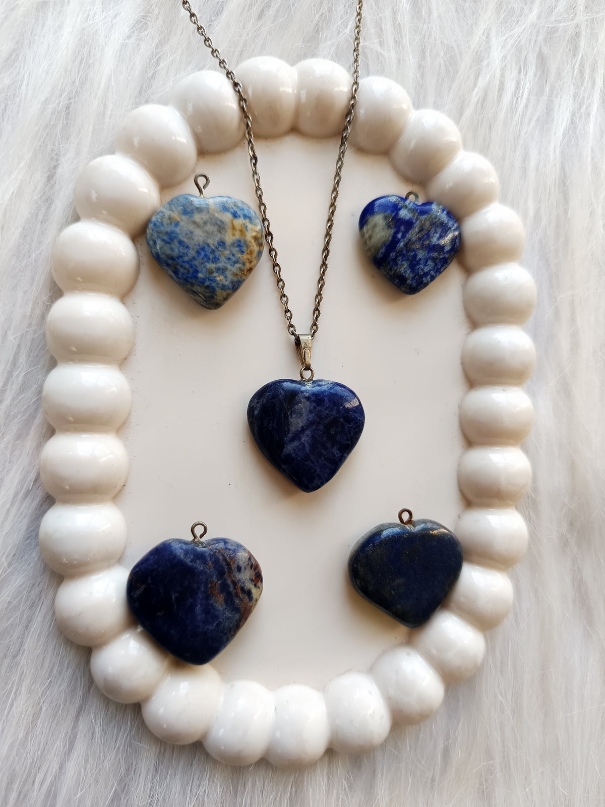 SODALITE HEART SHAPE PENDANTS