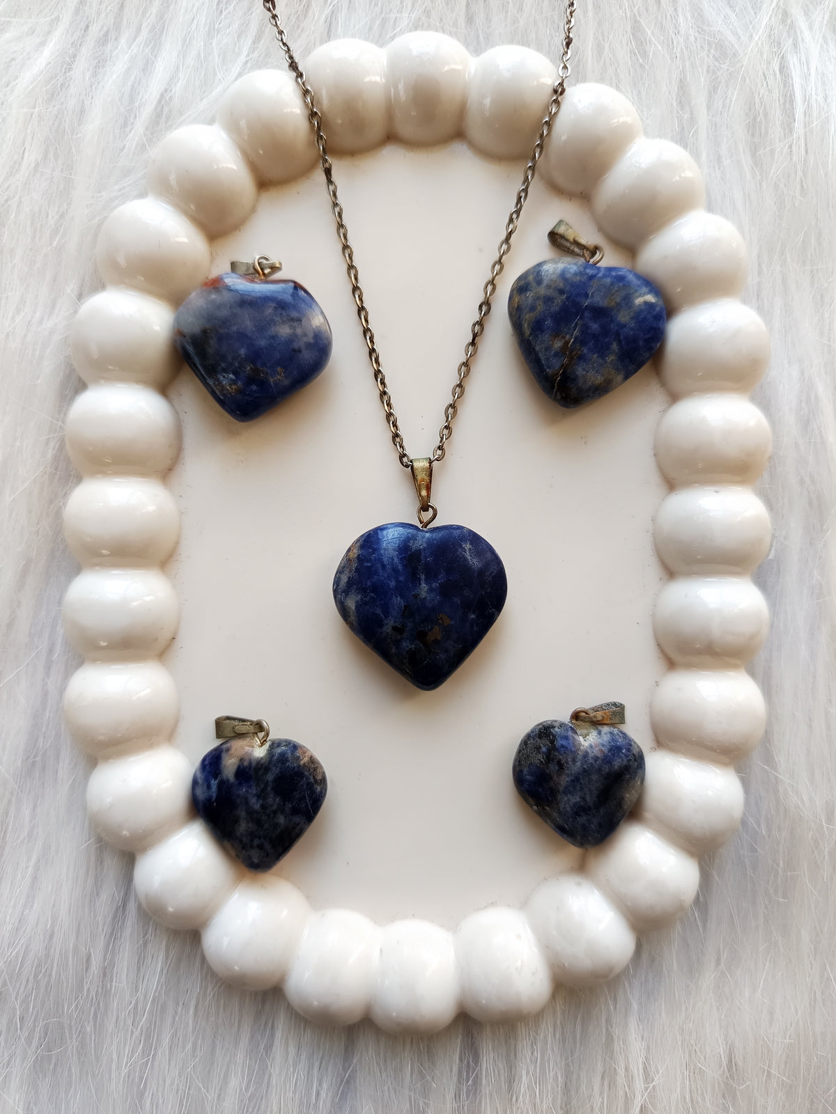 SODALITE HEART SHAPE PENDANTS