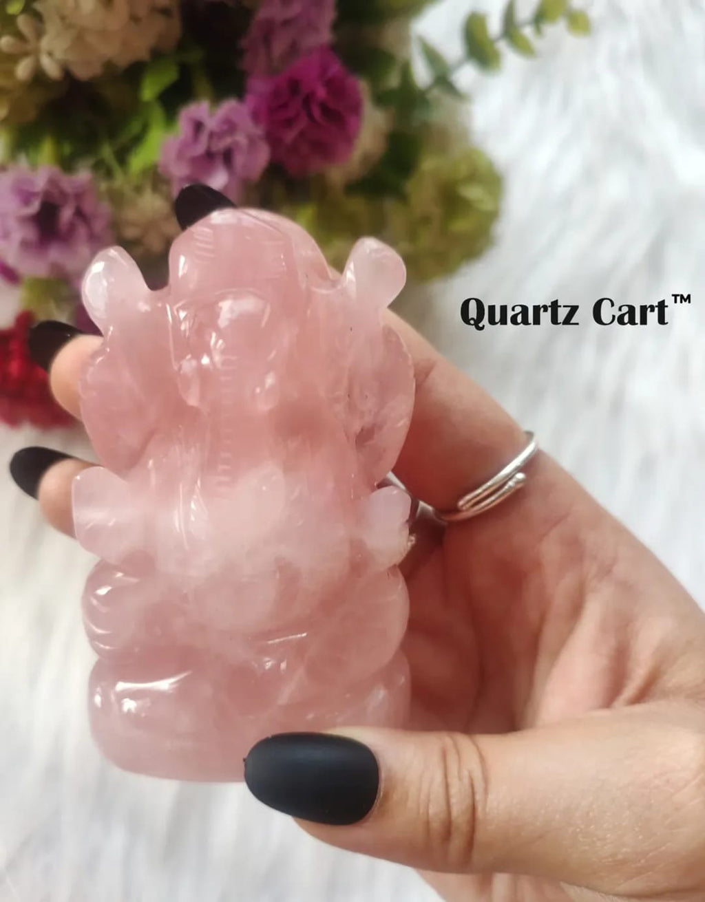 Rose Quartz Ganesha – Natural Crystal Idol for Love & Harmony