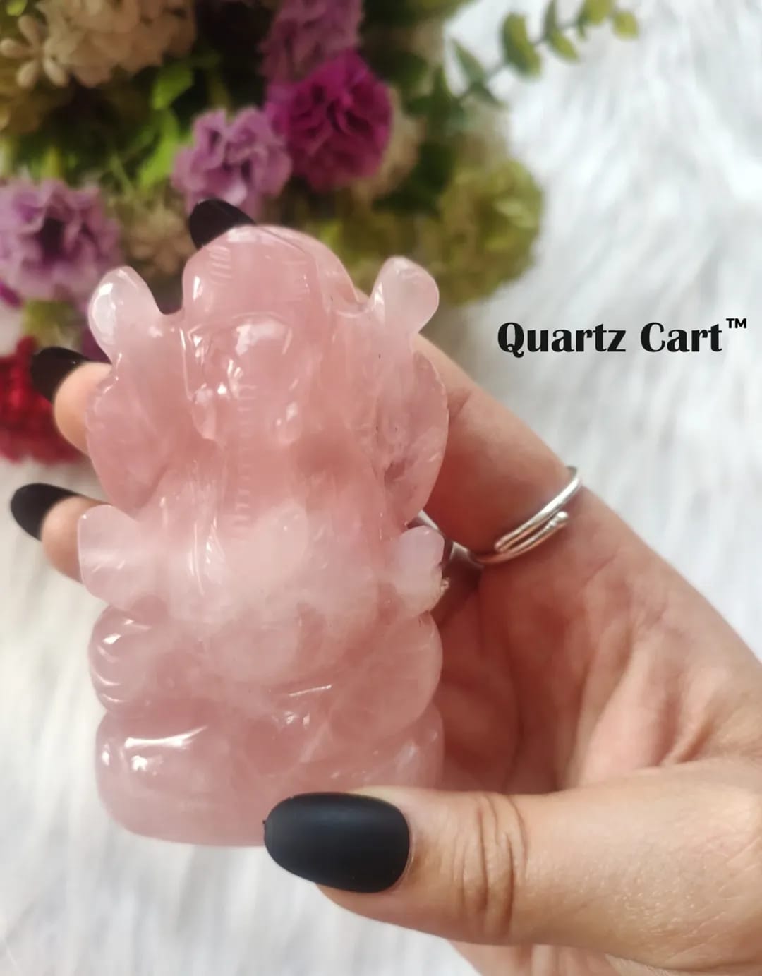 Rose Quartz Ganesha – Natural Crystal Idol for Love & Harmony