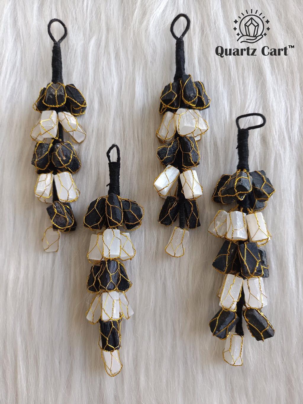 white and black stone chip decorative hanging with layered design