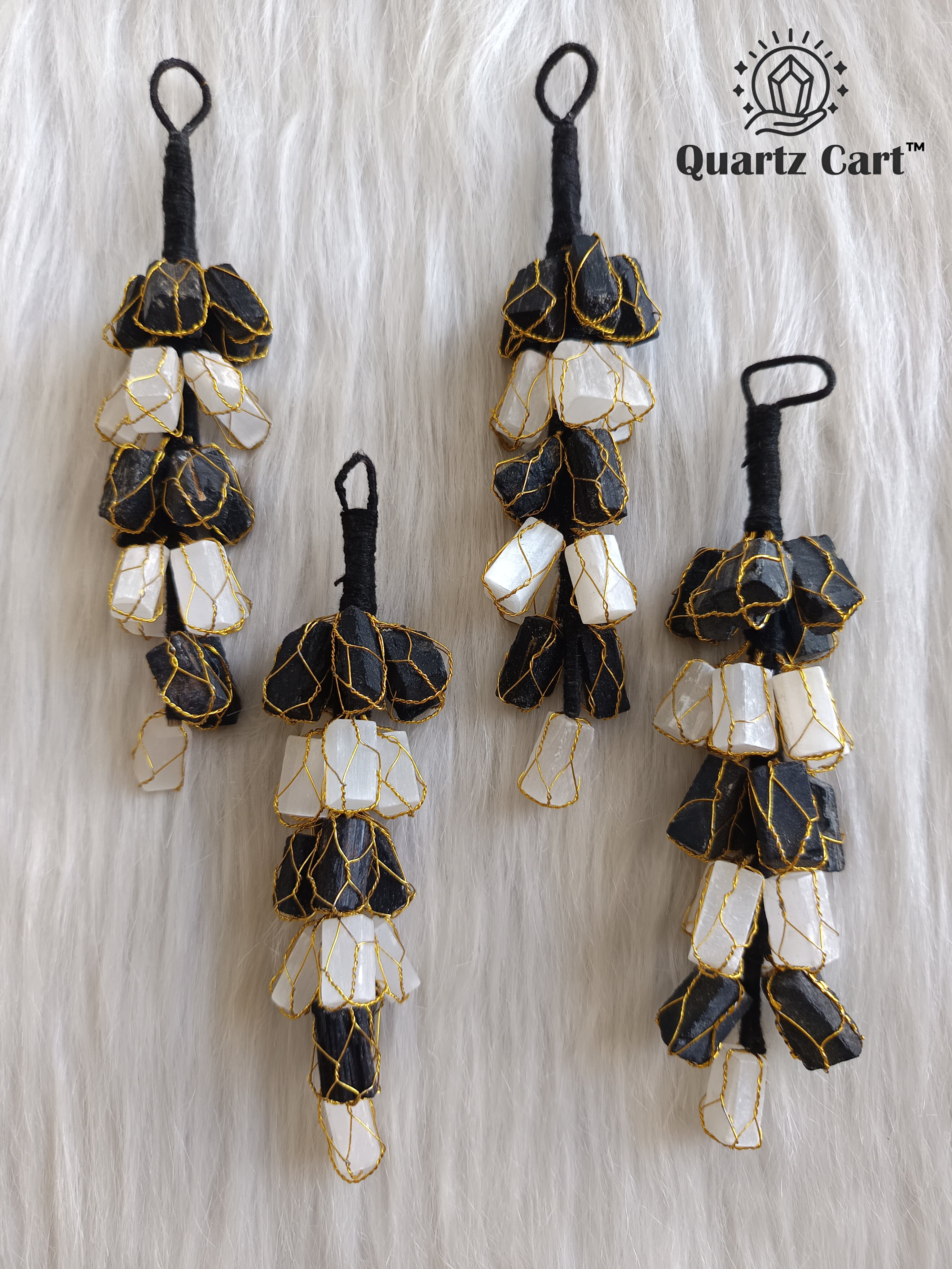 white and black stone chip decorative hanging with layered design