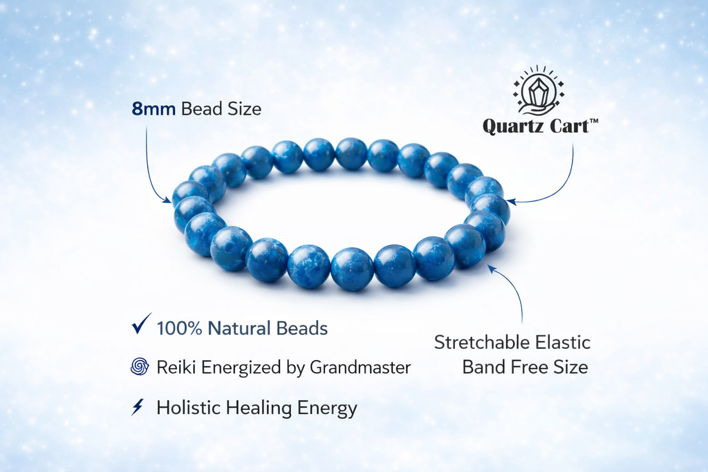 Blue Apatite Bracelet for Clarity, Focus Manifestation Energy