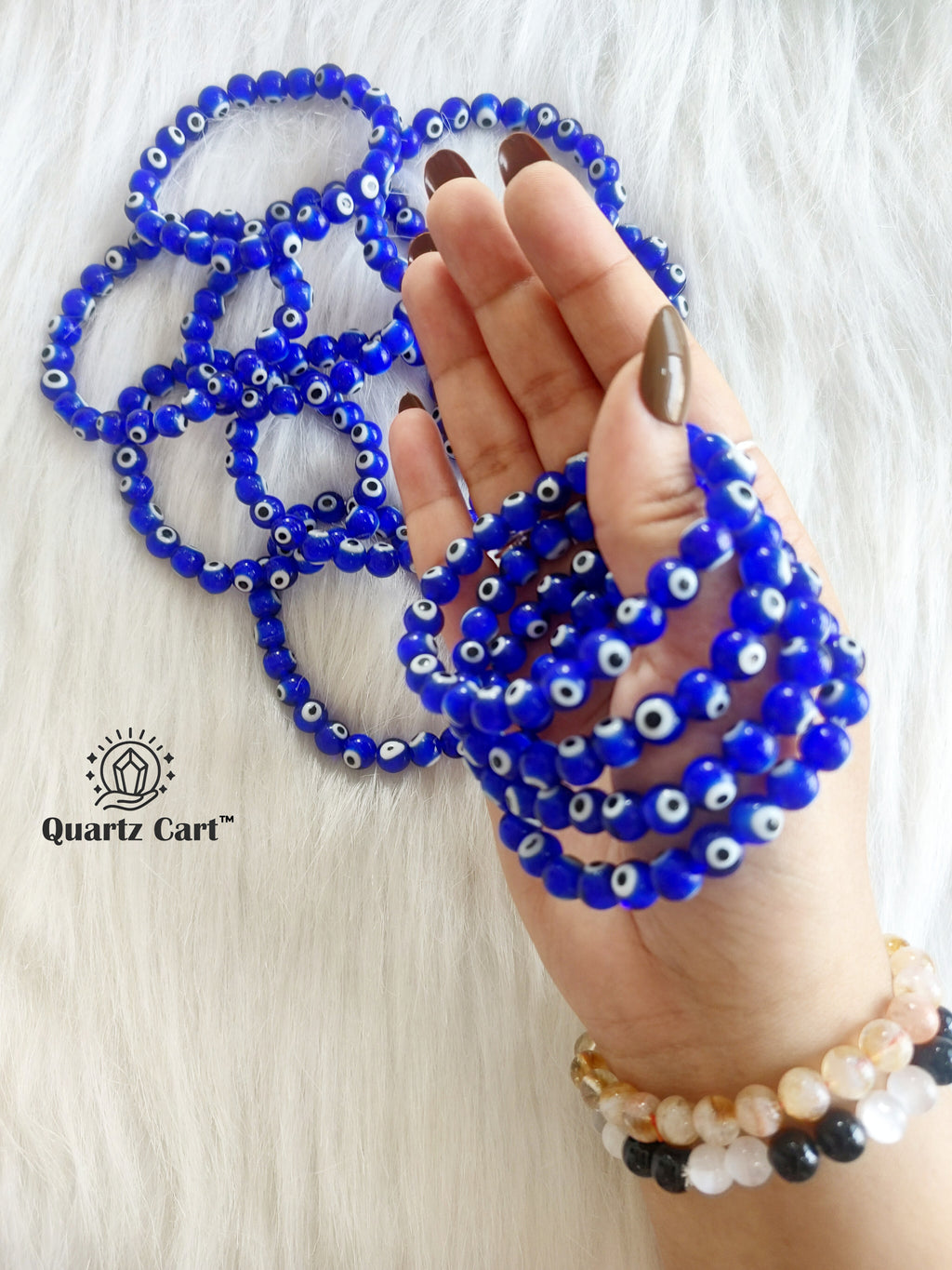 Evil Eye Protection Bracelet (8MM) – Blue Beads for Protection & Positive Energy
