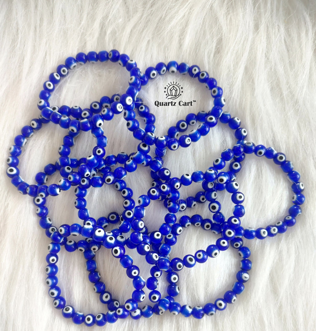 Evil Eye Protection Bracelet (8MM) – Blue Beads for Protection & Positive Energy