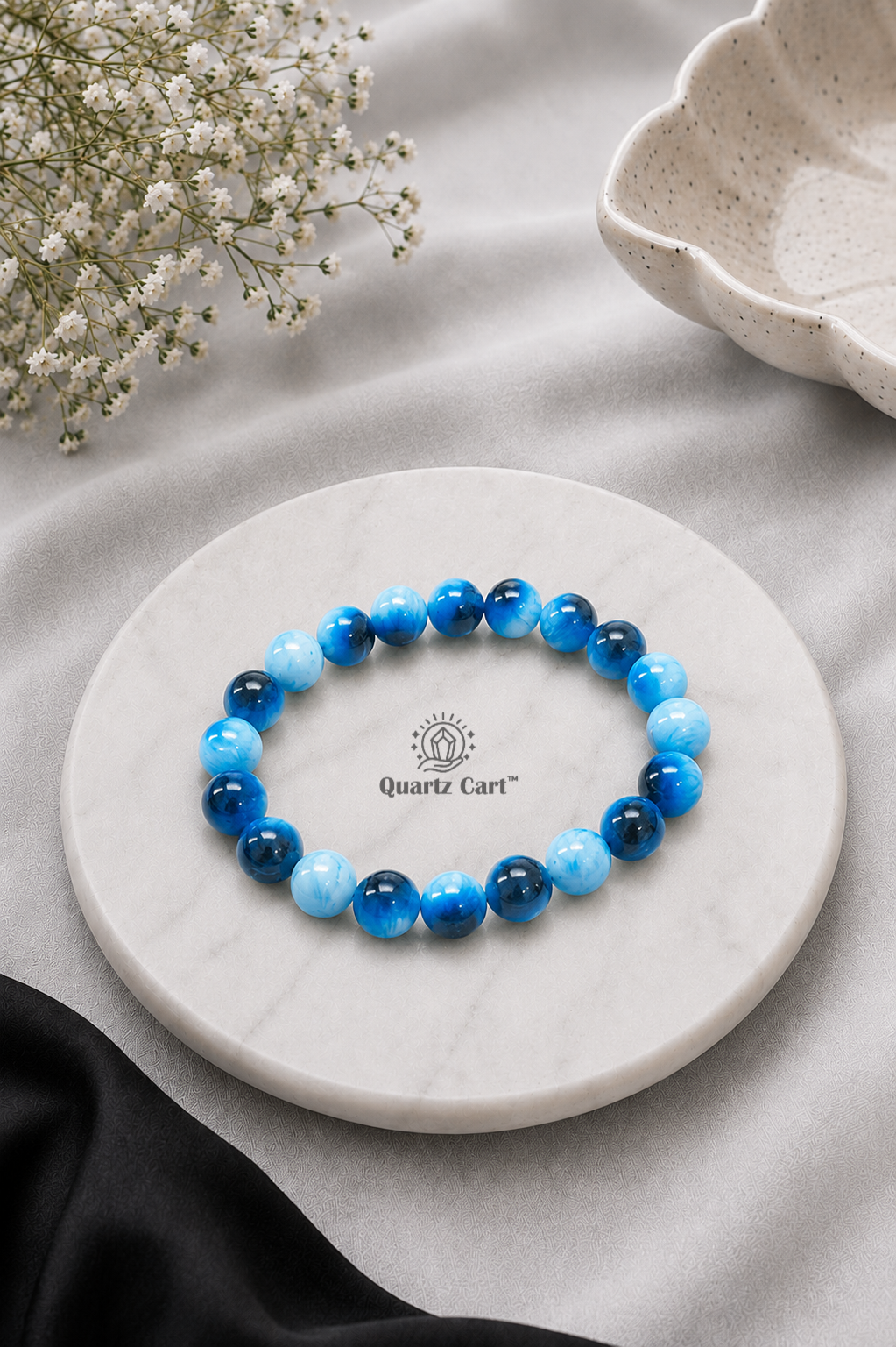Aragonite Evil Eye Bracelet 10mm